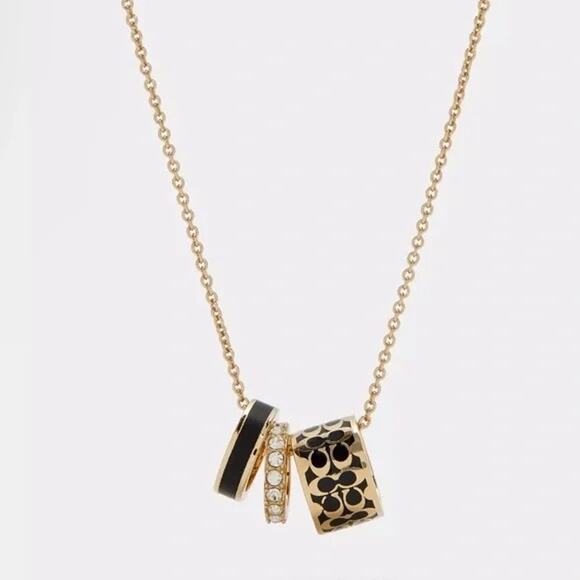 Coach Gold & Black Signature Enamel Necklace - Picture 3 of 7